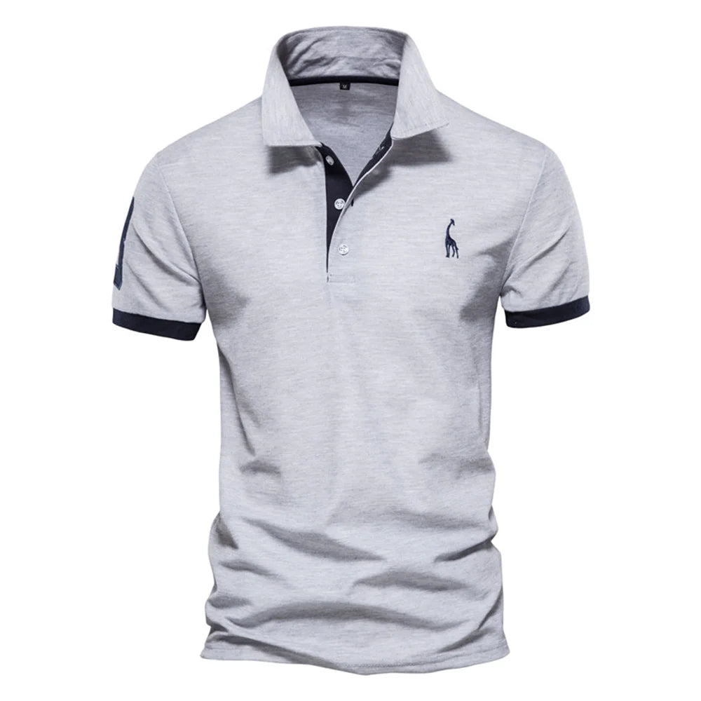 Dropshipping Polo Giraffe Shirt Men Quality Embroidery Summer Short Sleeve Polo Casual Business Social Mens Polos BR Size