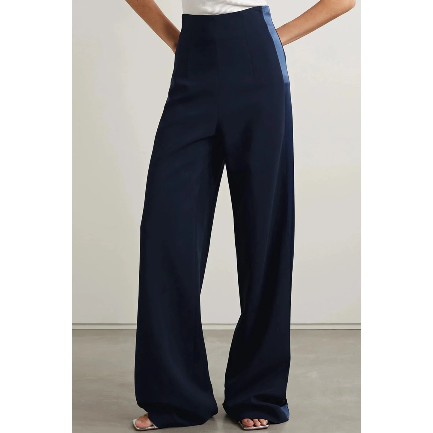 Navy Blue Women's 2 Piece Set Suit Double-Button Blazer Elegant Long Pantsuit Set Business Casual Daily Work Outfits  Customize