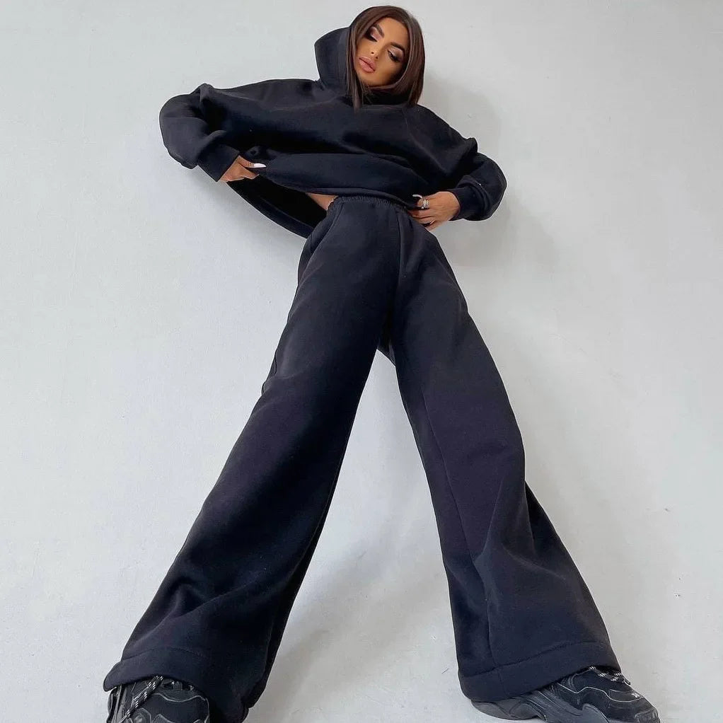 Casual Sport Tracksuit Women Hooded Two Pieces Set Sweatshirts Pullover Hoodies Pockets Pants Suit Trousers Outfits Autumn 2025